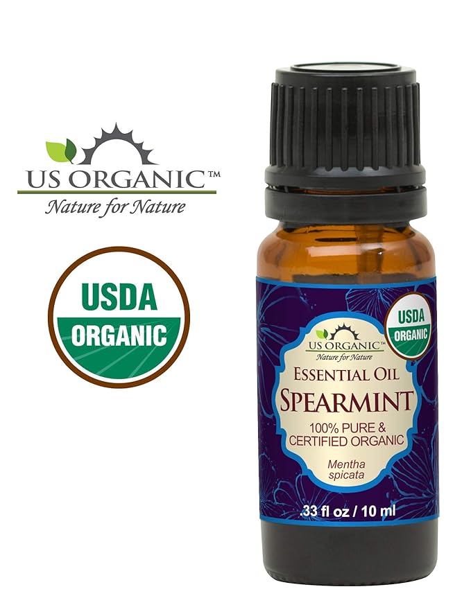 US Organic 100% Pure Spearmint Essential Oil - USDA Certified Organic, Steam Distilled - W/Euro