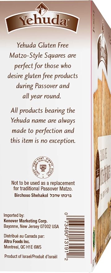 Yehuda Gluten-Free Matzo Squares Toasted Onion, 10.5 Ounce (Pack of 3)