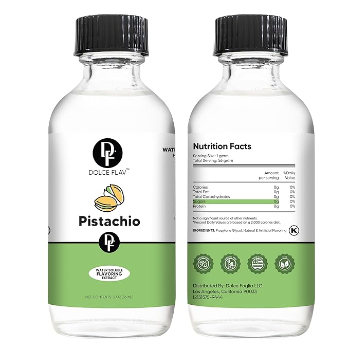 Dolce Flav Pistachio Extract ??2 Ounce Water-Soluble Kosher, Sugar-Free, Concentrated Nutty