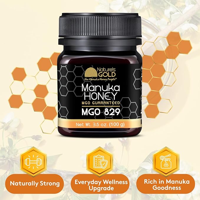 Nature’s Gold Raw Manuka Honey, MGO 829+ | Authentic MGO, Australian Honey, Non-GMO, 100% Pure