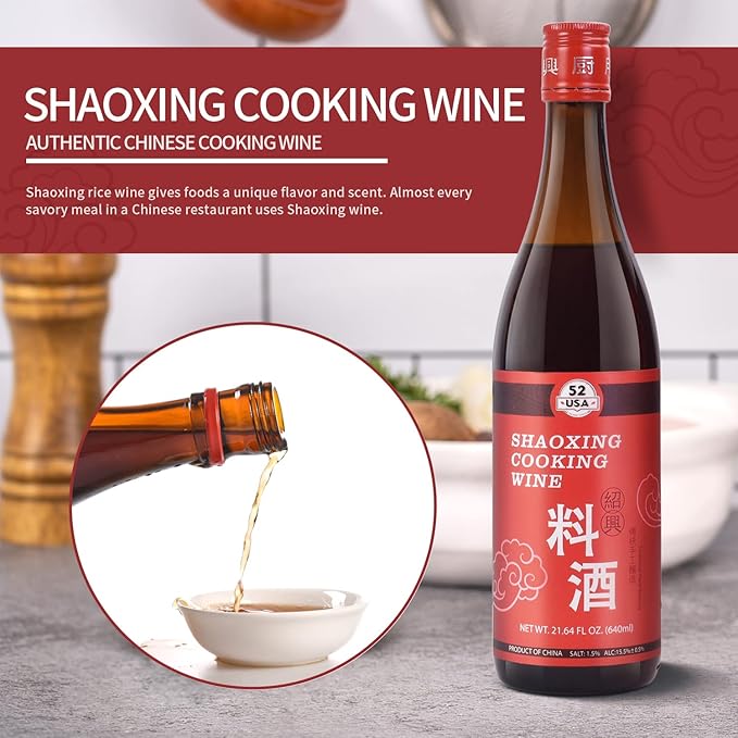 52USA Shaoxing Cooking Wine 21.64 Fl Oz, Missing Secret Ingredient Chinese Cooking Wine, Shaoxing