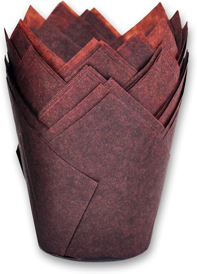 Large size Brown Tulip Baking Cups 2-1/4"(Base diameter) x 4"(Wall height) Greaseproof paper baking