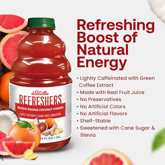 Dr. Smoothie Refreshers Blood Orange Coconut Ginger ??Made with Real Fruit Juice ??Drink