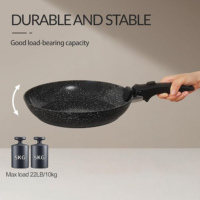 21PCS ceramic cookware set,Nonstick ceramic pan, Removable Handle pots and pans set, Stackable Pan