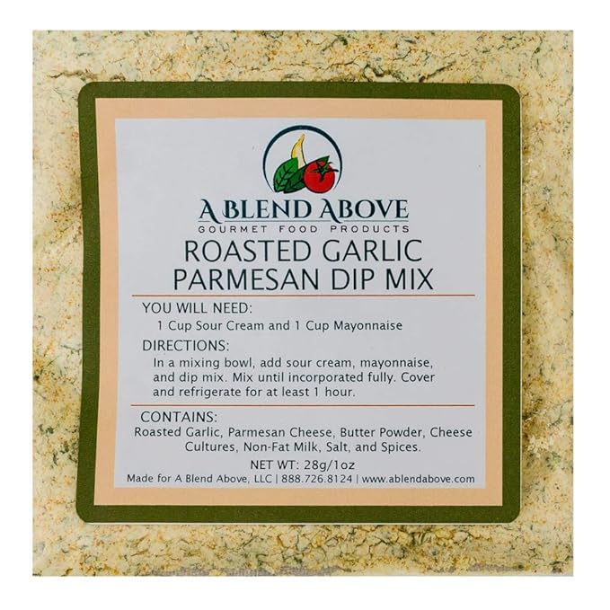 A Blend Above Roasted Garlic Parmesan Dip Mix Mixed Seasonings Packet, 1 oz (3 Pack), Gluten-Free