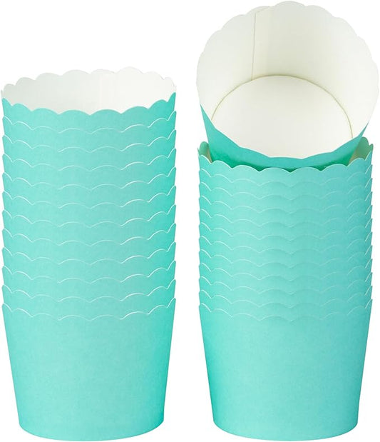 Panificio 3 Ounce Cupcake Wrappers, 200 Scalloped Baking Cups - Oven-Ready, Greaseproof, Turquoise