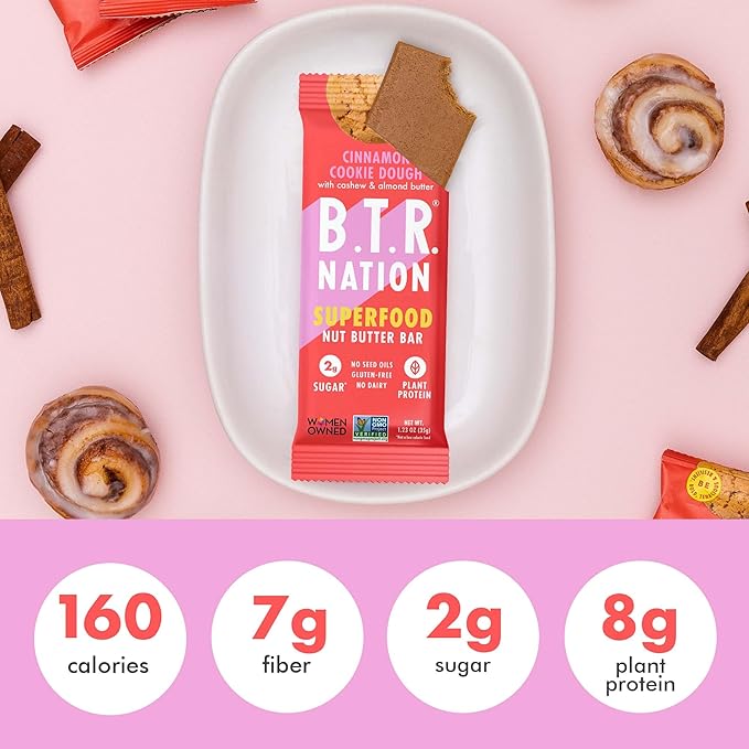 B.T.R. Nation Superfood Keto Protein Bars, Plant Based Vegan Protein - Cinnamon Cookie Dough ENERGY