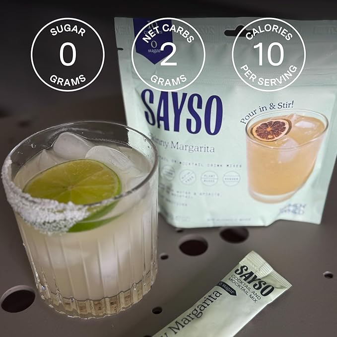 SAYSO Skinny Margarita Cocktail Sticks | Craft Cocktail or Mocktail in 1 Min, Just Add Water +