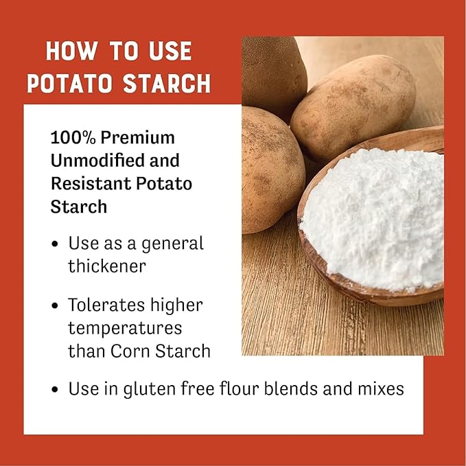 Judee’s Unmodified Potato Starch 4 lb - Just One Ingredient - Great for Breading, Thickening