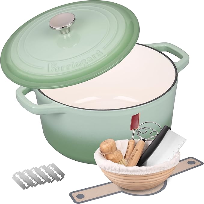 Enameled Cast Iron Dutch Oven Pot with Lid, for Bread Baking, Round Bread Oven- include Sourdough