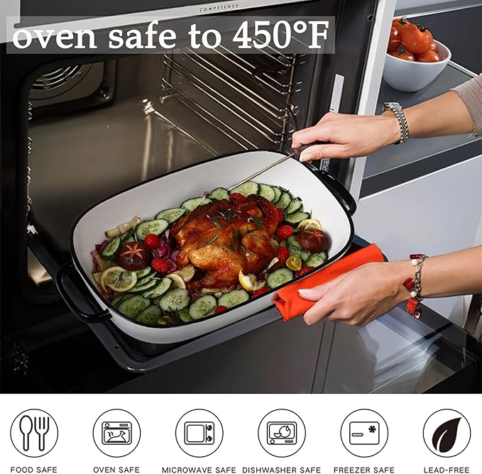 4.5 Quart Ceramic Baking Dish,Serving Bakeware for Casserole,Lasagna,Gratin,Broiling,Roasting,and