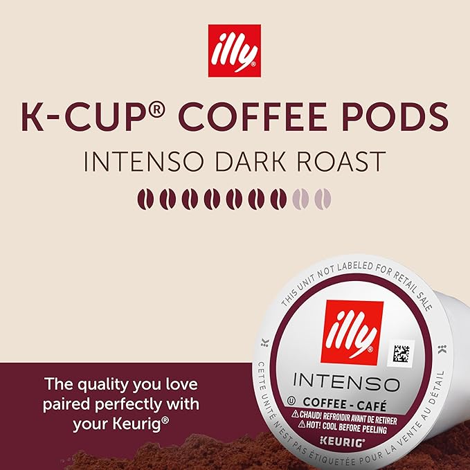 Illy Coffee K-Cups - Compatible Pods for Keurig Coffee Maker - Intenso Dark Roast - Bold & Full of