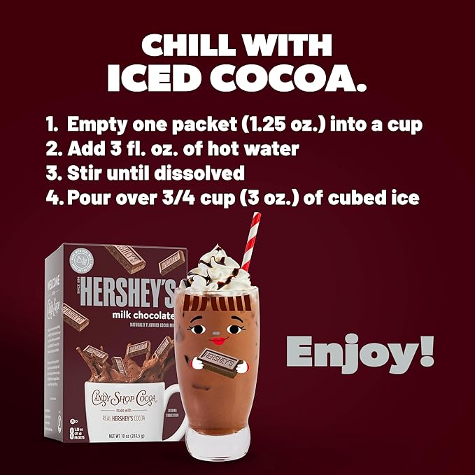 Candy Shop Cocoa HERSHEY'S Milk Chocolate Cocoa Mix, Hot Chocolate, Make Hot or Iced Cocoa, Made