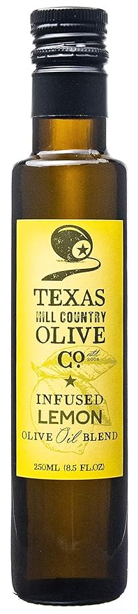 Texas Hill Country Olive Co Lemon Infused Olive Oil - Cold Pressed Gourmet EVOO Olive Oil - Great