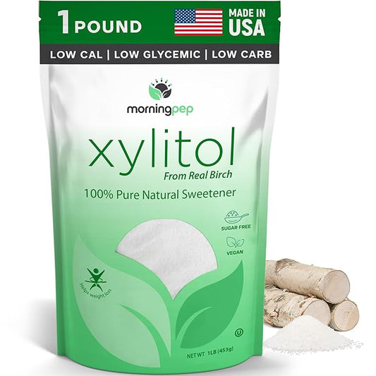 Morning Pep Pure Birch Xylitol (Keto Diet Friendly) Sweetener with no aftertaste 1 LBs (Not From