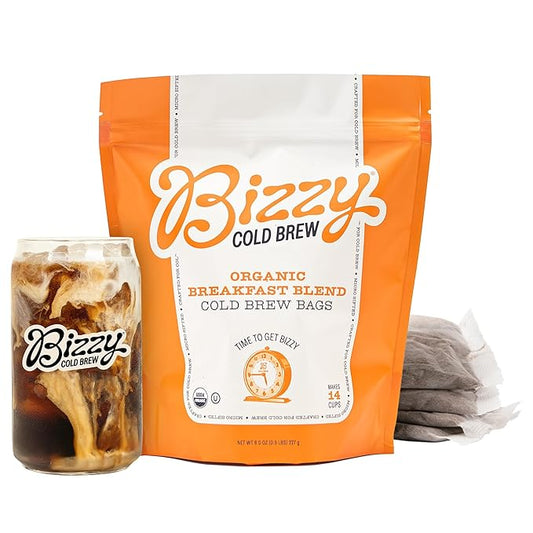 Bizzy Organic Cold Brew Coffee | Breakfast Blend | Coarse Ground Coffee | Medium-Light Roast |