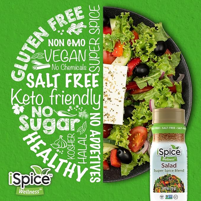 iSpice - Salt-Free | Sugar free | 100% Pure Wellness Salad Seasoning Fat Free Super Spice Blend |