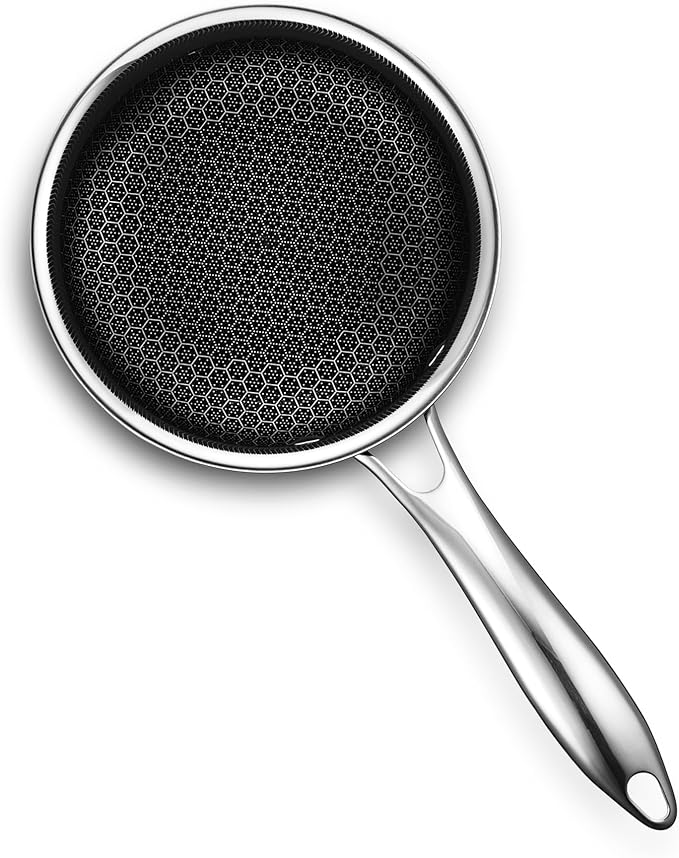 HexClad Hybrid Nonstick 1-Quart Saucepan with Tempered Glass Lid, Stay-Cool Handle