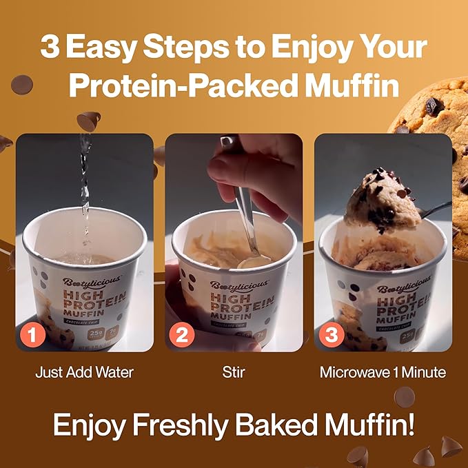Bootylicious | High-Protein Muffin | 25g Protein, 7g Net Carbs, 2.32-2.75oz Cup, 12-Pack (Variety