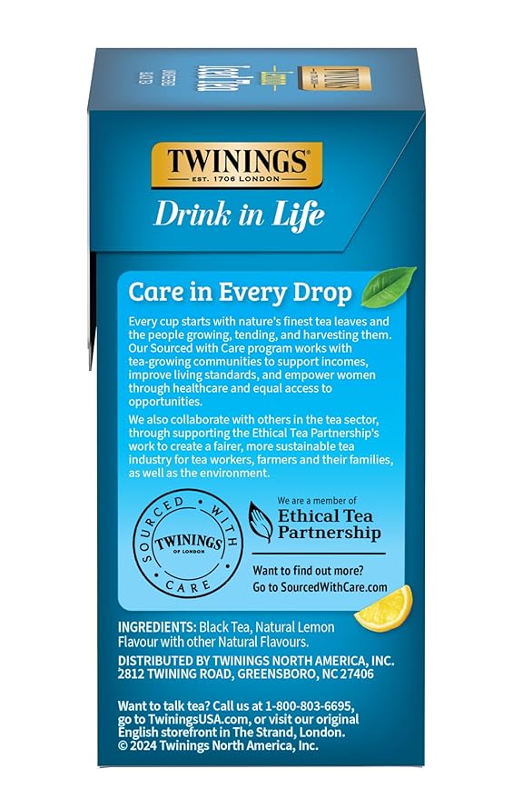 Twinings Lemon Black Iced Tea, 72 Oversized Tea Bags, Makes 18 Pitchers or 144 Servings