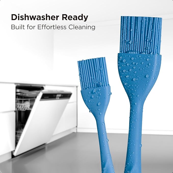 Kitchen Mama WaltzGrip Platinum Silicone Basting Pastry Brush: Set of 2 Heat-Resistant Brushes