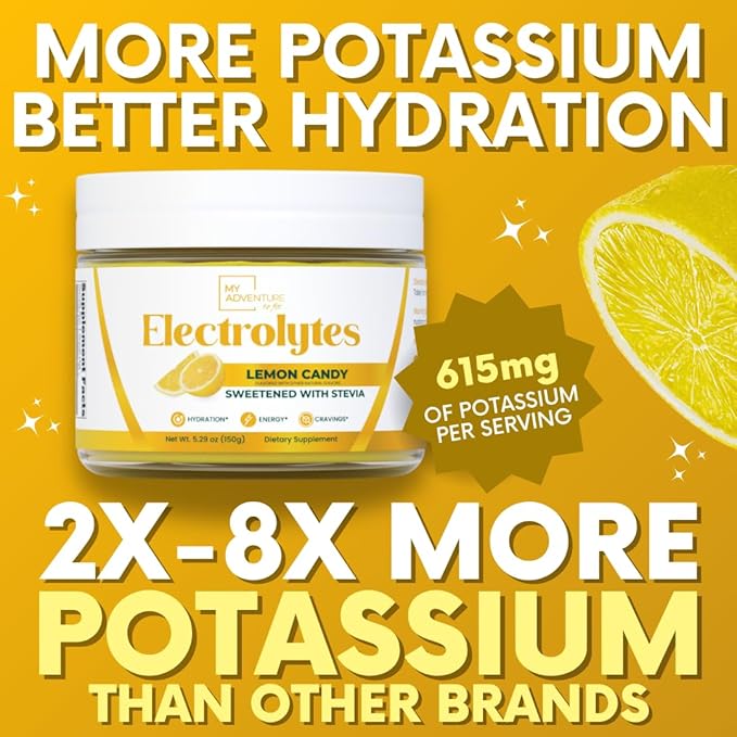 Zero Sugar - Lemon Candy Electrolytes Powder - Refreshing Hydration - Caffeine Free Energy with All