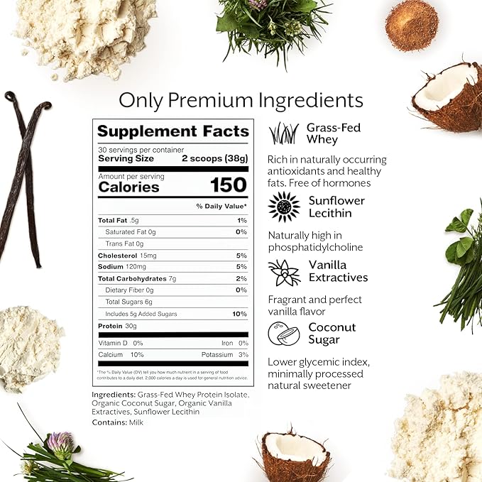 ProMix Nutrition Whey Protein Isolate Powder, Vanilla - Grass-Fed - 짯Post Workout Fitness &