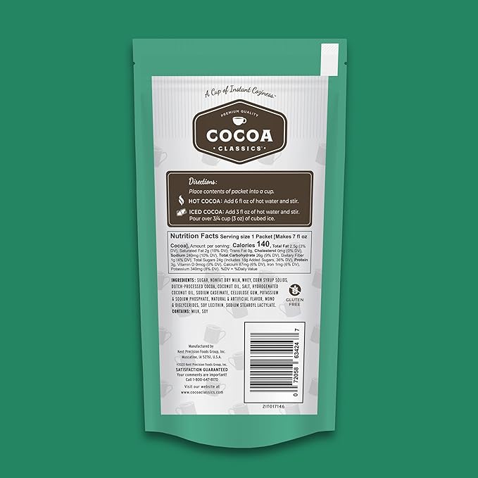 Cocoa Classics Mint Cocoa Mix, Hot Chocolate, Made with Nonfat Milk, Just Add Hot Water, Make Hot