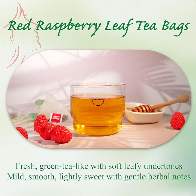 WT WEETEE Red Raspberry Leaf Tea Bags, 60 Count Corn Fibre, Pure Cut & Sifted Raspberry Leaves, No