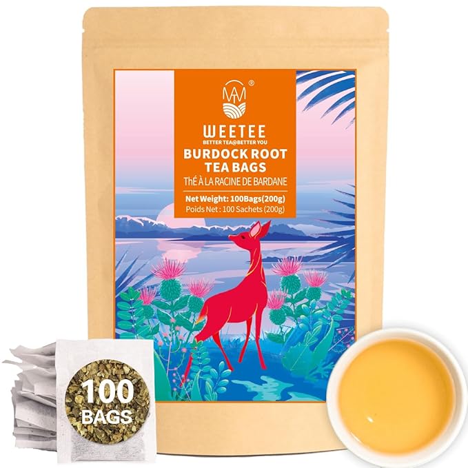 WT WEETEE Burdock Root Tea Bags, Made with 100% Pure Burdock Root, Rich in Antioxidants, Naturally