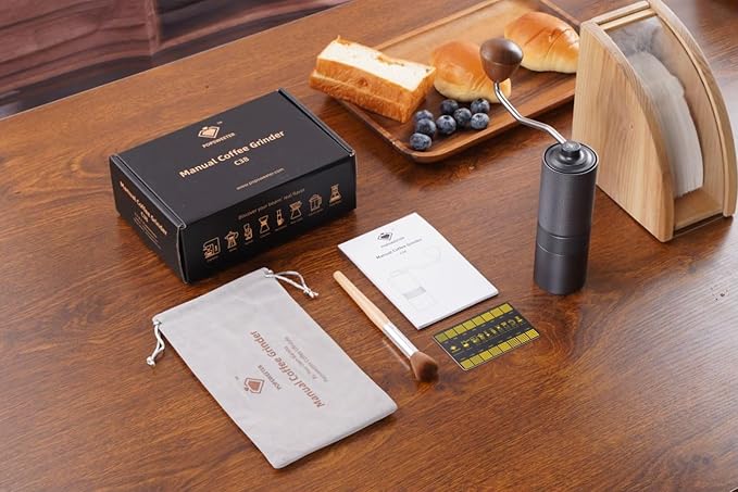 Popsweet C38 Manual Coffee Grinder With Detachable Stainless Steel Tapered Outer Burrs, Grinding