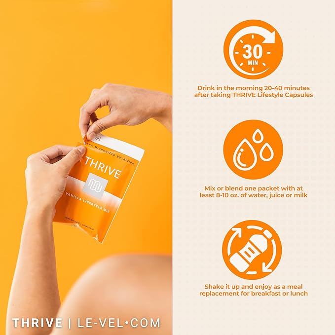 Thrive Protein Shake | 16 Packets (35g Each) | Gluten-Free, Pea Protein, Probiotics, Fiber &