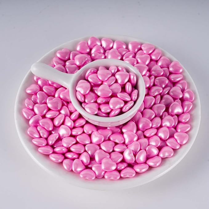 Kasvan Pink Heart Shapes Sprinkles - Edible Candy Pearls 130g/4.58 Oz, Mix Size, Baking Cake