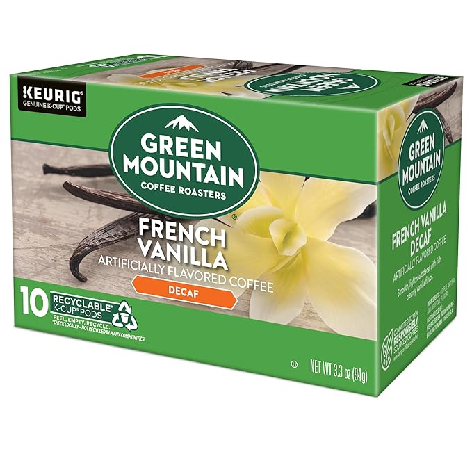 Green Mountain Coffee Roasters French Vanilla Decaf Keurig Single-Serve K-Cup pods, Light Roast