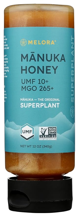 Melora Premium Raw Manuka Honey MGO 265+ (12 Oz) | Non-GMO, Gluten Free, Natural Prebiotic & Daily