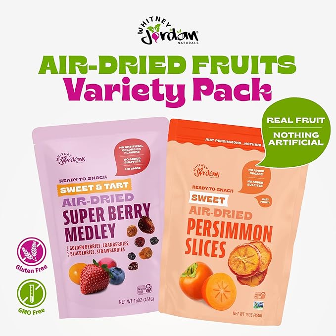 Whitney Jordan Naturals Air-Dried Fruit Variety Pack | 2 Individual Packs ??Super Berry Medley &