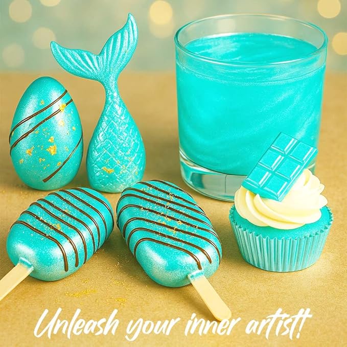 Bulk (20g) Luster Dust Edible Cake Decorations, Teal Edible Dust for Cake Edible Luster Dust for