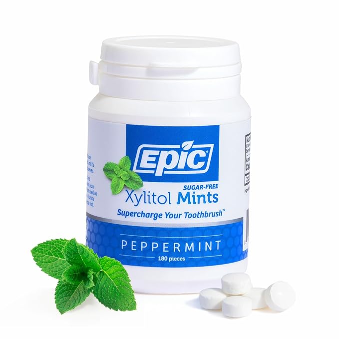 Epic 100% Xylitol Mints - Aspartame Free, Sugar Free - Peppermint Flavored Mints, 180 Pieces (Pack