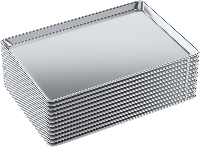 Pack of 12 | 18 in. x 26 in. Full Size Aluminum Bun. / Sheet Pan | Ideal for baking, roasting
