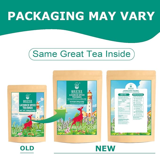 WT WEETEE Licorice Spice Herbal Tea Bags, 2g x 80 Counts, Sweet with Warming Spices Tea Includes