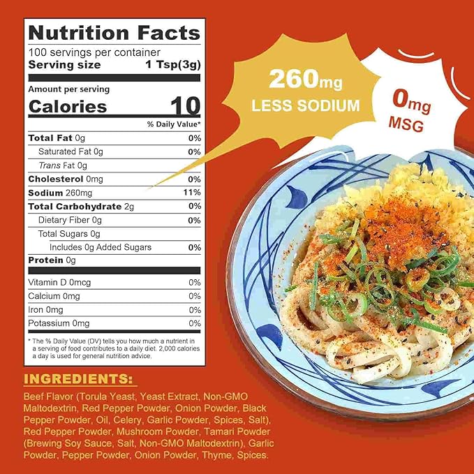 TALCUFON Korean Spicy Beef Ramen Seasoning Reduced Salt Gluten-Free Vegan Korean Noodle Soup Powder