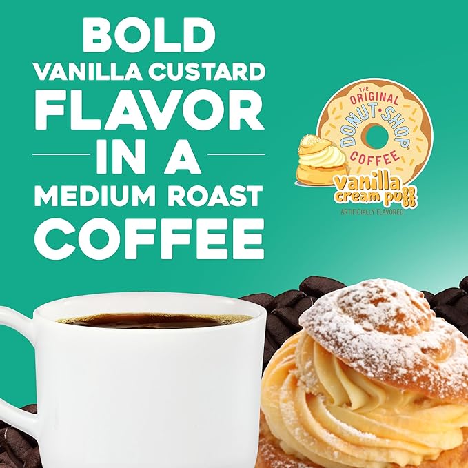 The Original Donut Shop Vanilla Cream Puff Coffee, Keurig Single Serve K-Cup Pods, Medium Roast, 96