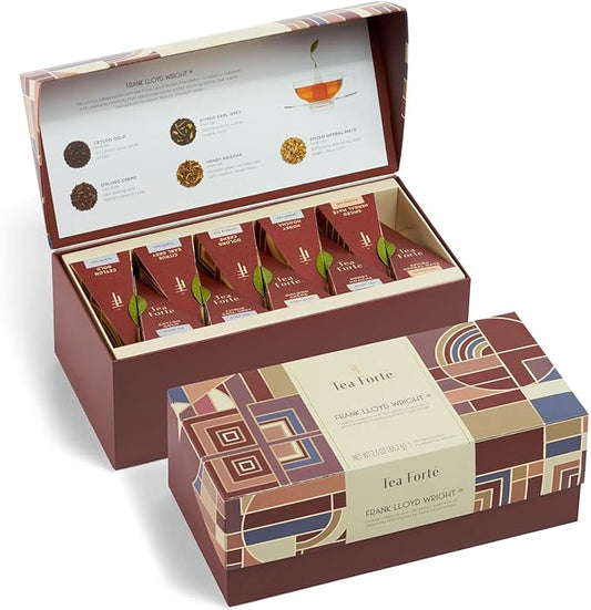 Tea Forte Frank Lloyd Wright Presentation Box Tea Gift Set Sampler, 20 Count 2 of Each Variety