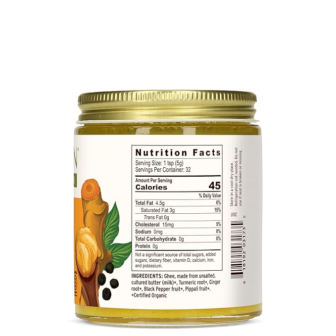 Banyan Botanicals Turmeric Ghee ??Cultured Grass-Fed Organic Ghee (Clarified Butter) with Turmeric