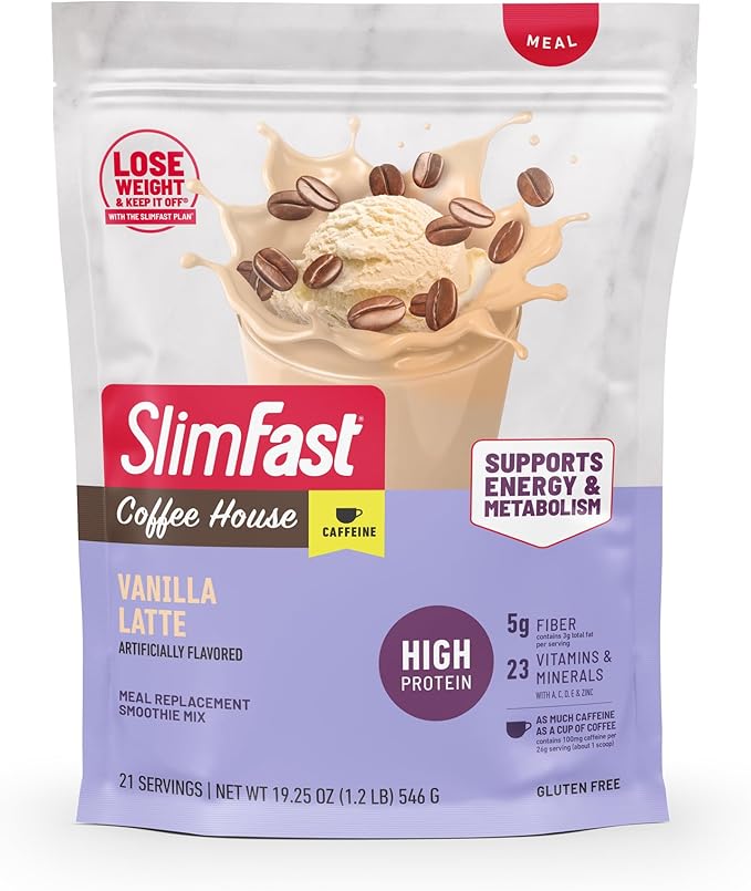 SlimFast High Protein Meal Replacement Powder, Caffeine Protein Powder, Energizing Protein Mix