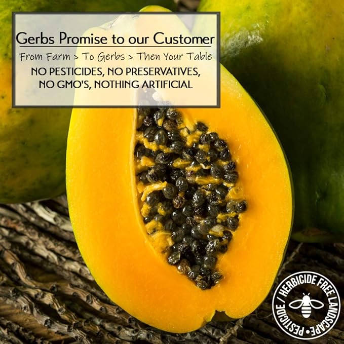 Gerbs Lightly Sweetened Dried Papaya Cubes 2 lbs. | Unsulfured, No Additives, Resealable Bag |