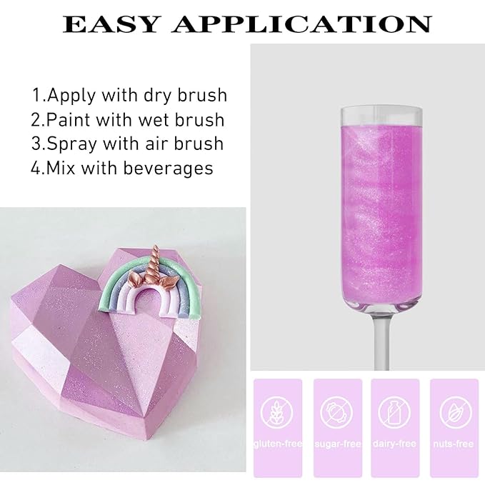 Hot Pink Edible Luster Dust for Cake Decorating ??10g Colaele Shimmering Edible Glitter Dust for