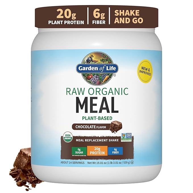 Garden of Life Meal Replacement Shakes, Raw Organic, Chocolate Protein Powder with Plant Based Pea