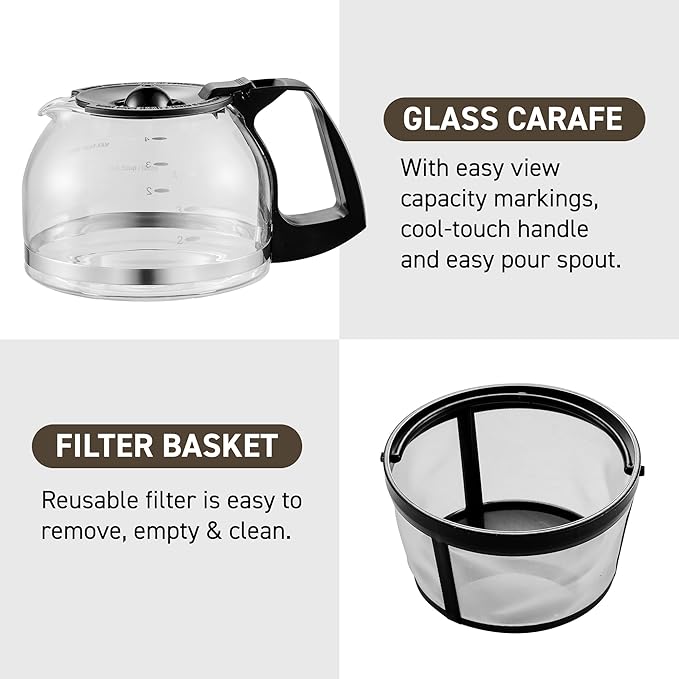 Elite Gourmet EHC-5055 Automatic 5-Cup Brew & Drip Coffee Maker with Pause N Serve Reusable Filter