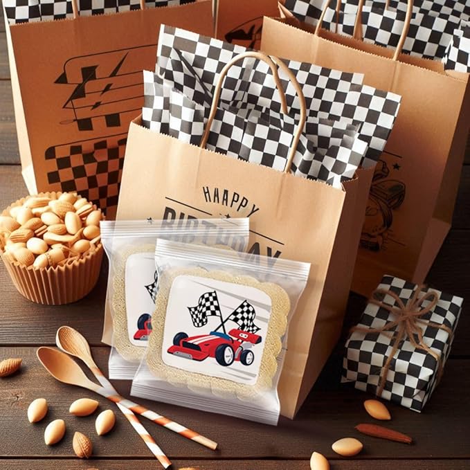 Race Car Themed Cookies Party Favors | Individually Wrapped 24 Pack Bulk | for Kids Birthday Treats